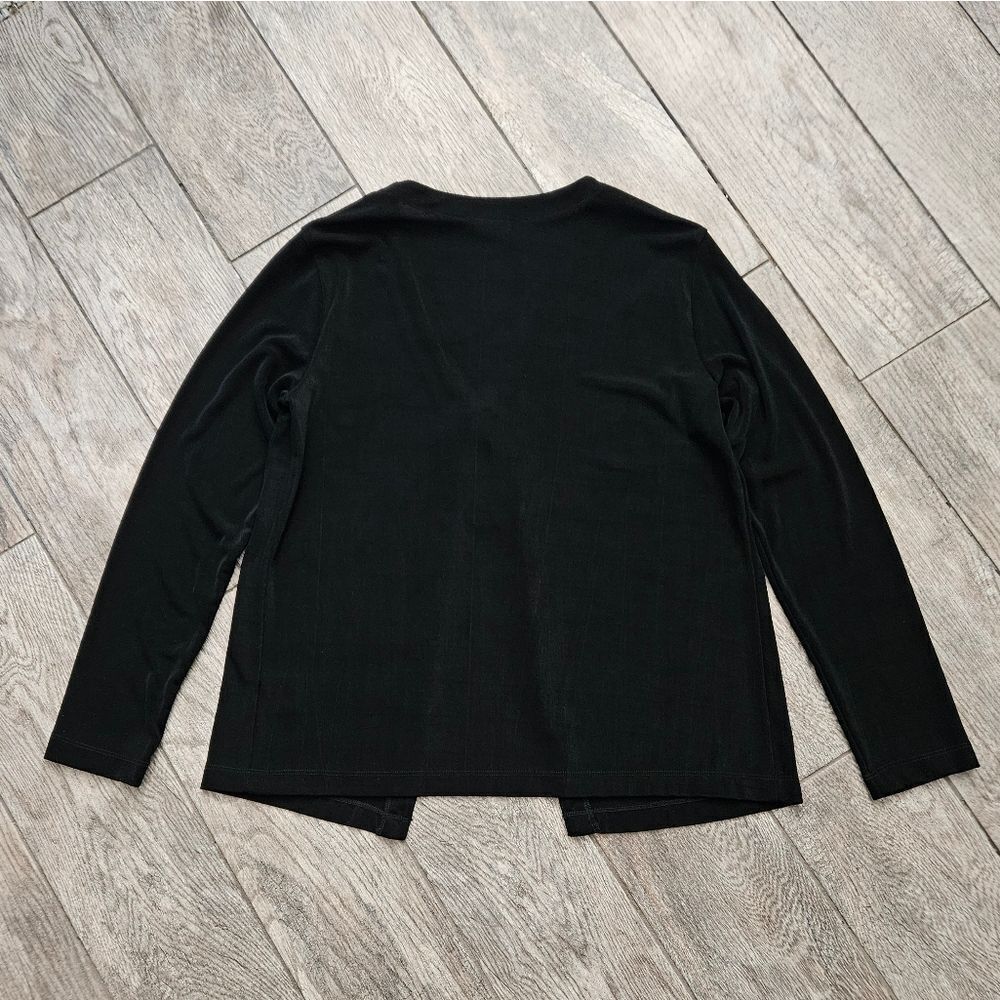 White Stag Stretch Black Tie Front Long Sleeve Cardigan Top Size M - Picture 7 of 7